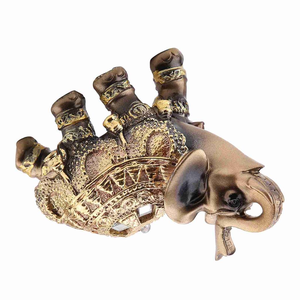 Feng Shui Golden Elephant Statue Sculpture Wealth Figurine Gift Home Decoration(L)