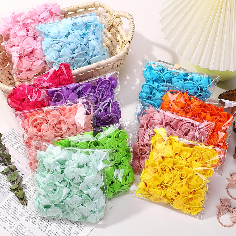 20Pcs/lot Girls Ribbon Hair Bows Rubber Band Kids Lovely Cheer Bowknot Hairband Boutique Children Headband headdress BABY BOWS