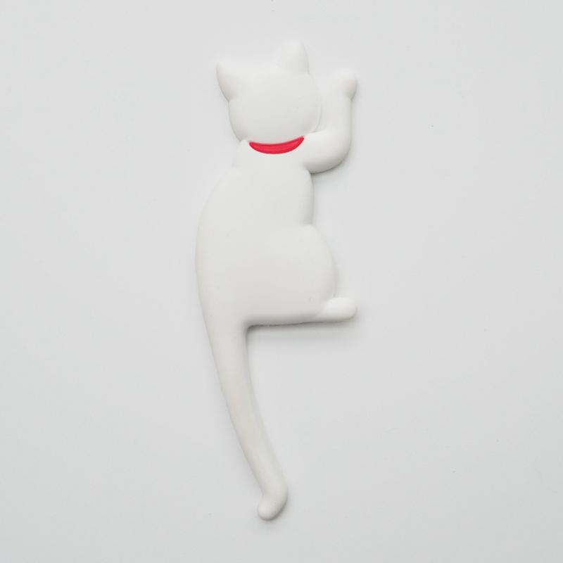 Cute Cat Fridge Sticker Magnet Hook, Cartoon Cat Design Bendable Tail for Keys, Notes Photos, Magnetic Sticker for Refrigerator