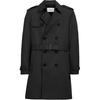 Solid Color Double Breasted Long Sleeve Trench Coat Men Outerwear Black CQ504-BLK