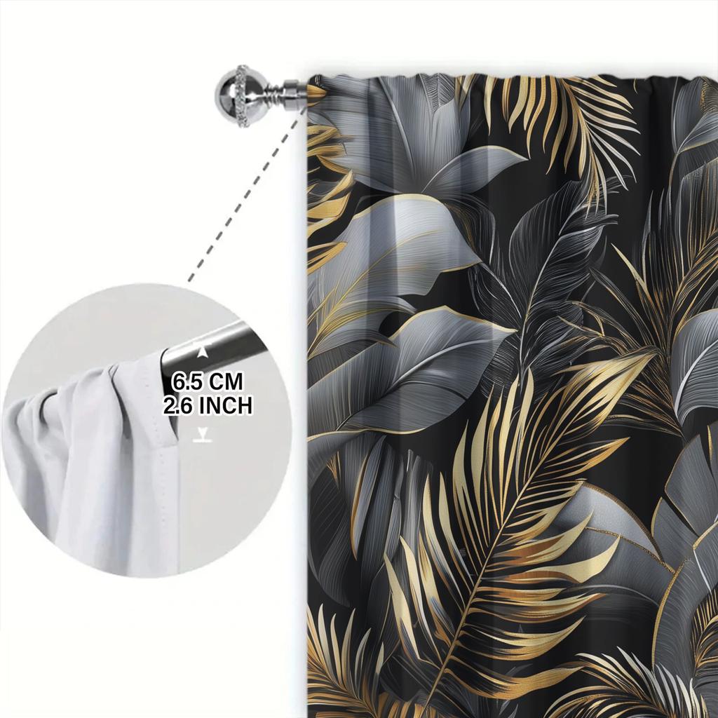 2 szt. Luksusowe tropikalne liście drukowane zasłony do wystroju domu - kieszeń na pręt okno do sypialni, biura, kuchni
