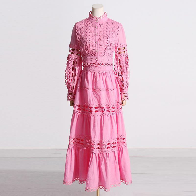 Damen Vintage Hofstil Spitze Prinzessin Ärmel Solide Langarm Top Langer Rock Anzug