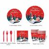 Reindeer Design Christmas Disposable Tableware Color Printed Party Dinnerware Set  Venue Decoration