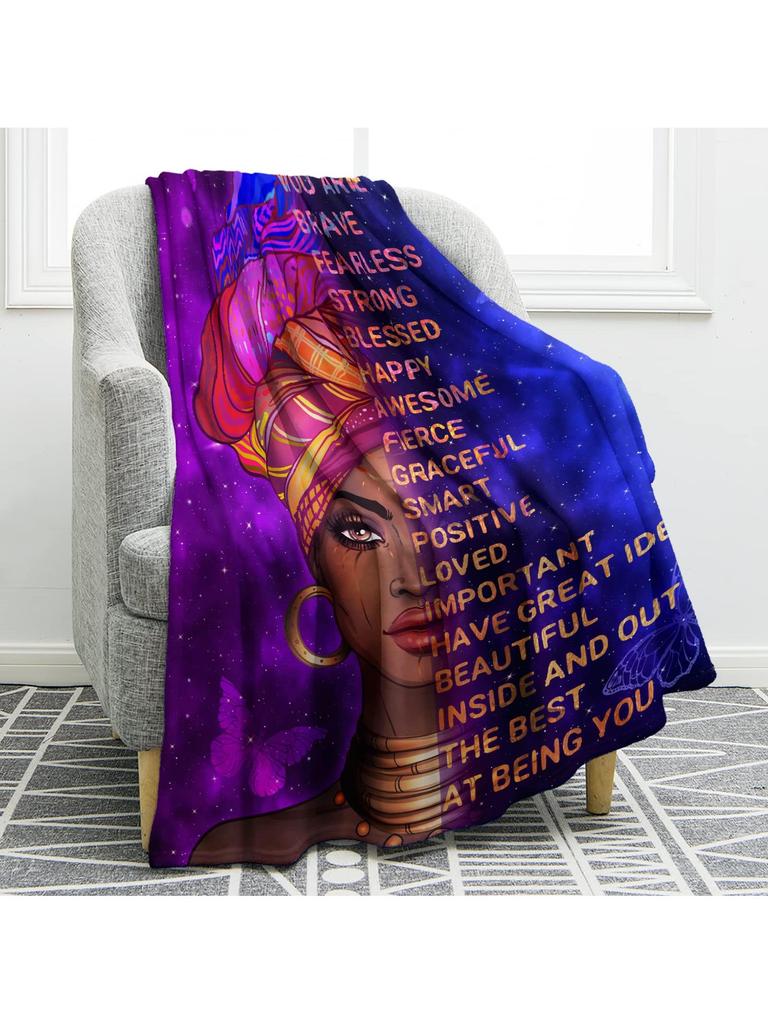 African American Women Blanket Inspirational Words Print Throw Blanket Soft Cozy Bedspread For Bed Sofa Decor