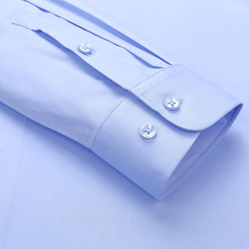 High Bamboo Fiber Silk Office Men Shirts Long Sleeve Slim Fit Easy Care Work Classic blue White Shirt Men Long Sleeve Causal