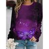 Fashion Women's Crew Neck Long Sleeve 3D Casual Color Printing Casual Long Sleeve T-Shirt