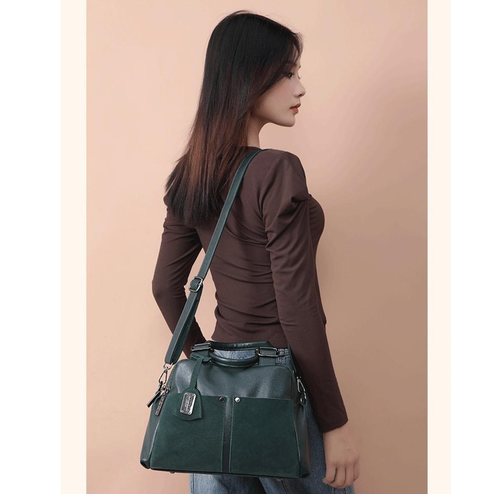 Faux Leather Handbags for Women New Boston Designer Luxury Hand Bag Woman Green Black Shoulder Bags Ladies Trend Fashion