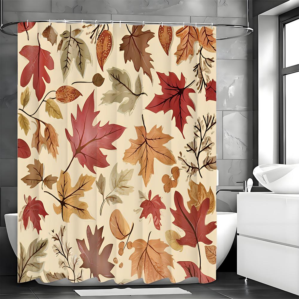 Autumn Maple Leaf Shower Curtain, Bathroom Decorative Shower Curtain, Waterproof Shower Curtain with Hooks