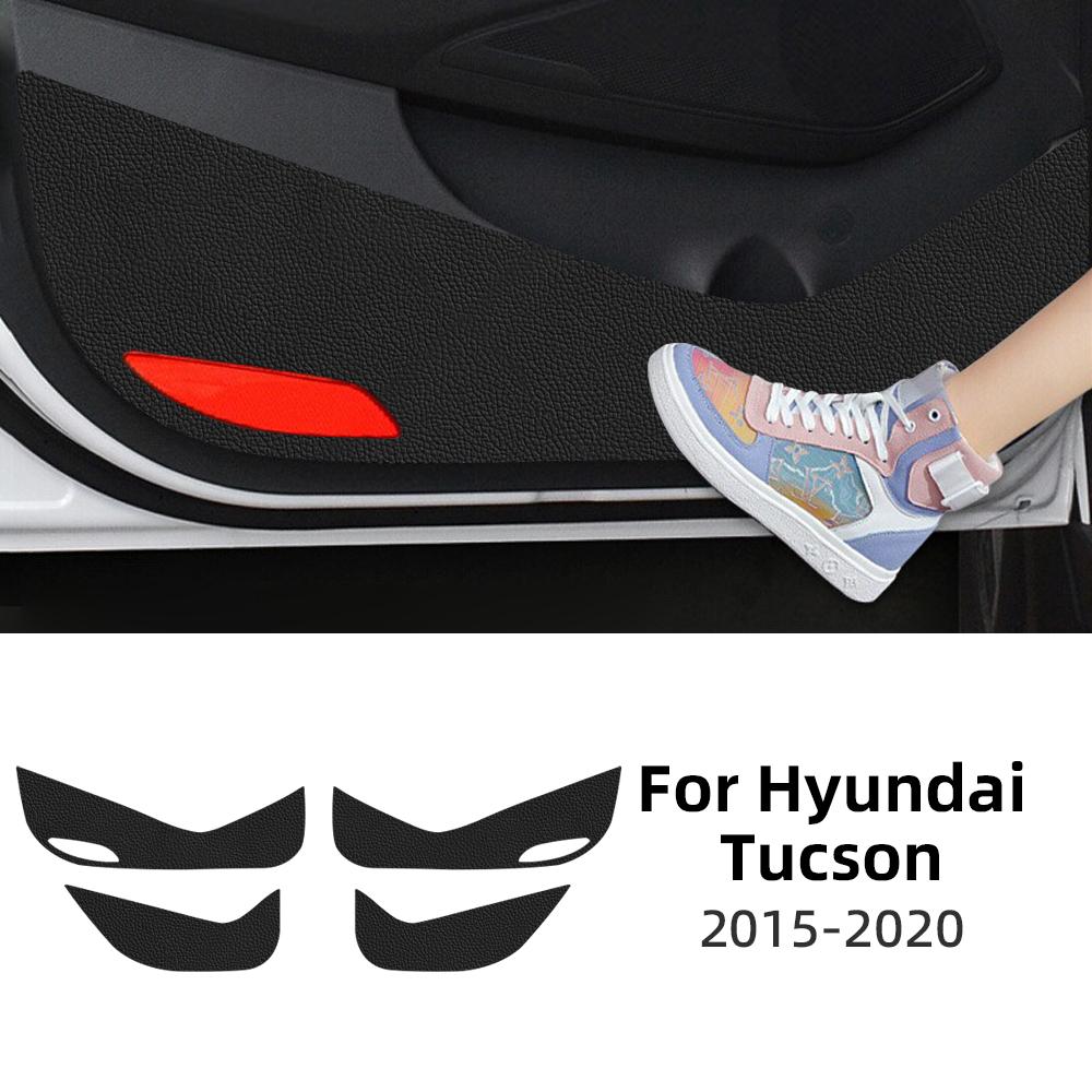 Door Anti-kick Pad For Hyundai Tucson MK3 2015 2016 2017 2018   LHD RHD Car Leather Carbon Mat Interior Trim Accessories