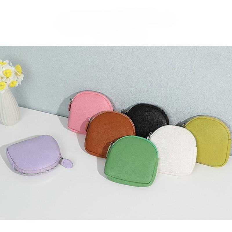 Coin Purse Portable Thin Mini Clutch Simple Soft Leather Zipper Coin Purse Earphone Bag Storage Bag Female Bag