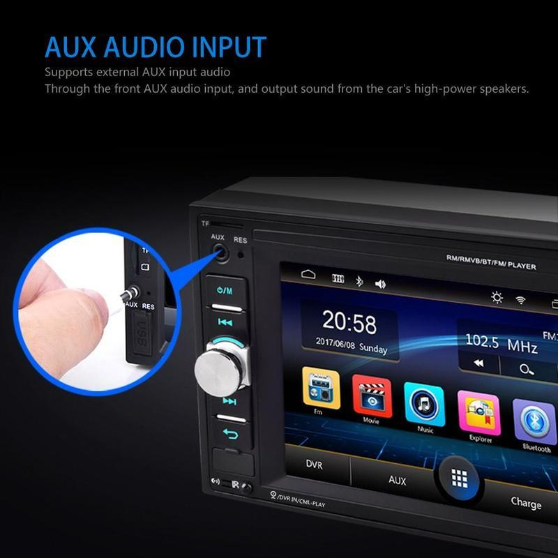 6,2" Universeller 2-DIN Auto-MP5-Player Audio-Touchscreen-Radio Autoradio unterstützt Rückspiegel-Link BT FM-Fernbedienung und Lenkradsteuerung
