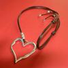 Delicate Irregular Love Choker Dainty Hollow Heart Pendant Necklace Y2K Leather Necklace Everyday Jewelry for Women Girl