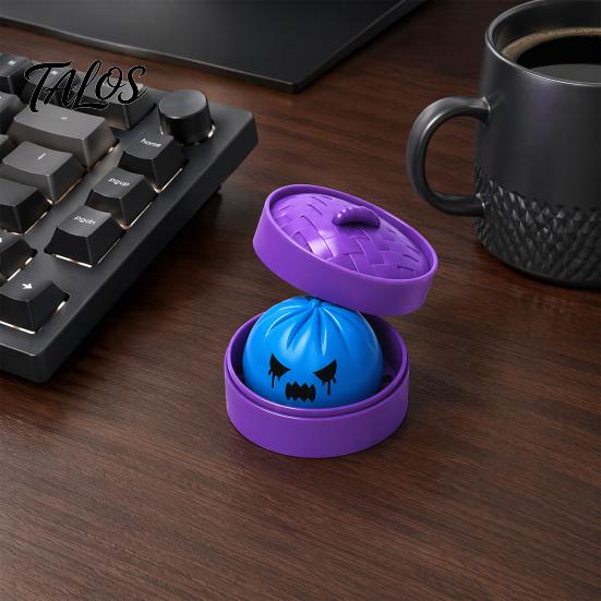 Portable Fidget Toy Dumpling Squeeze with Purple Steamer, Creepy Steamed Bun Stress Relief Calming Toys for Halloween, Home Office Relaxation