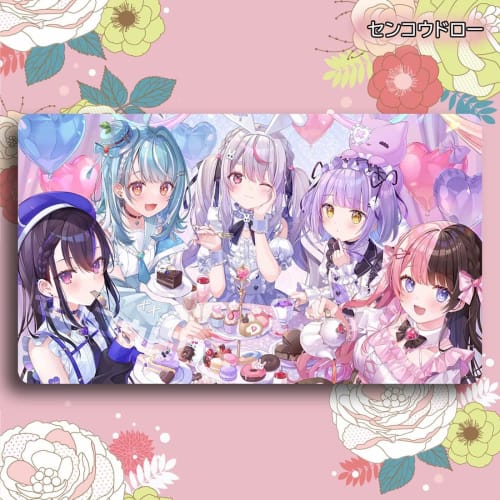 Senkou Draw Card Game Play Mat/Mouse Pad, featuring Hinano Tachibana, Ramune Shiranami, and Uruha Ichinose. Anime Merchandise, Universal TCG Game Play