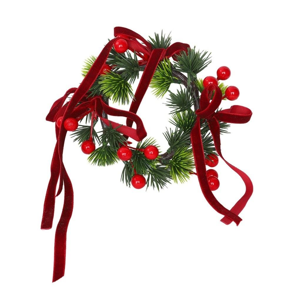 Bow/Flower Christmas Candle Ring Candlestick Wreaths Fireplace Mantel Decor