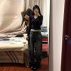 Women's 2024 Autumn Slim Fit Contrast Collar Two-in-One Long Sleeve Top