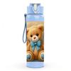 1PC Teddy Bear Rose Floral Print 750ml Color Plastic Sports Water Bottle Leakproof Flip Straw Lid Suitable for Sports Office Home Use