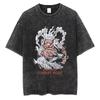 Nika Luffy Gear  ONE PIECE Anime Harajuku Retro Washed Tshirt  Cotton Men Streetwear Women Short Sleeves Unisex Top