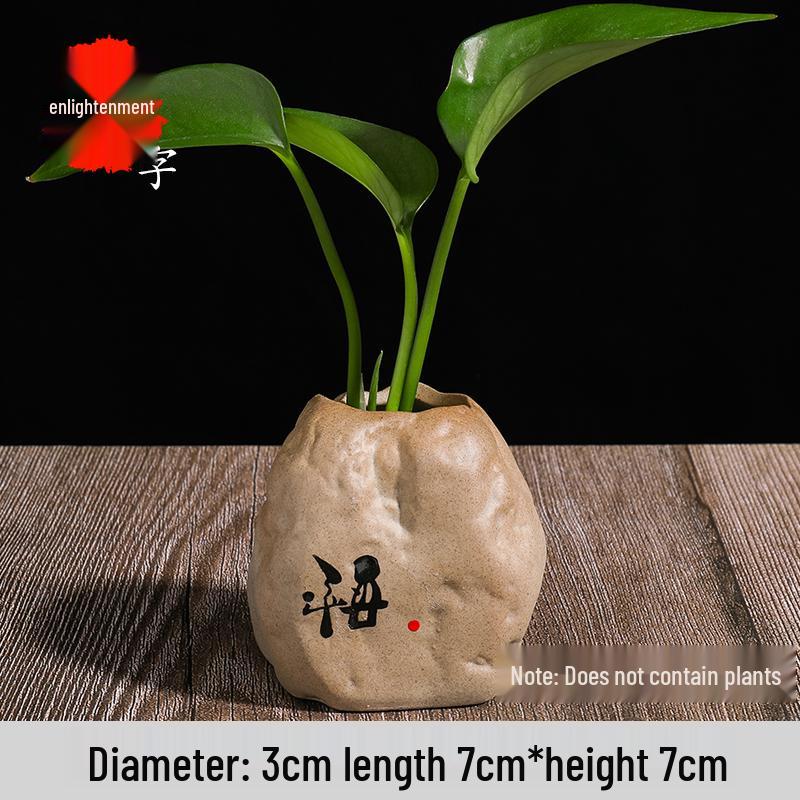 Zen Mini Flower Vase - Creative Coarse Pottery Ornament for Living Room or Tea Table