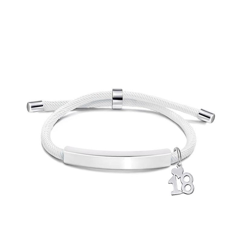 Multi-color Engravable Stainless Steel Bracelet with Number 16 Charm