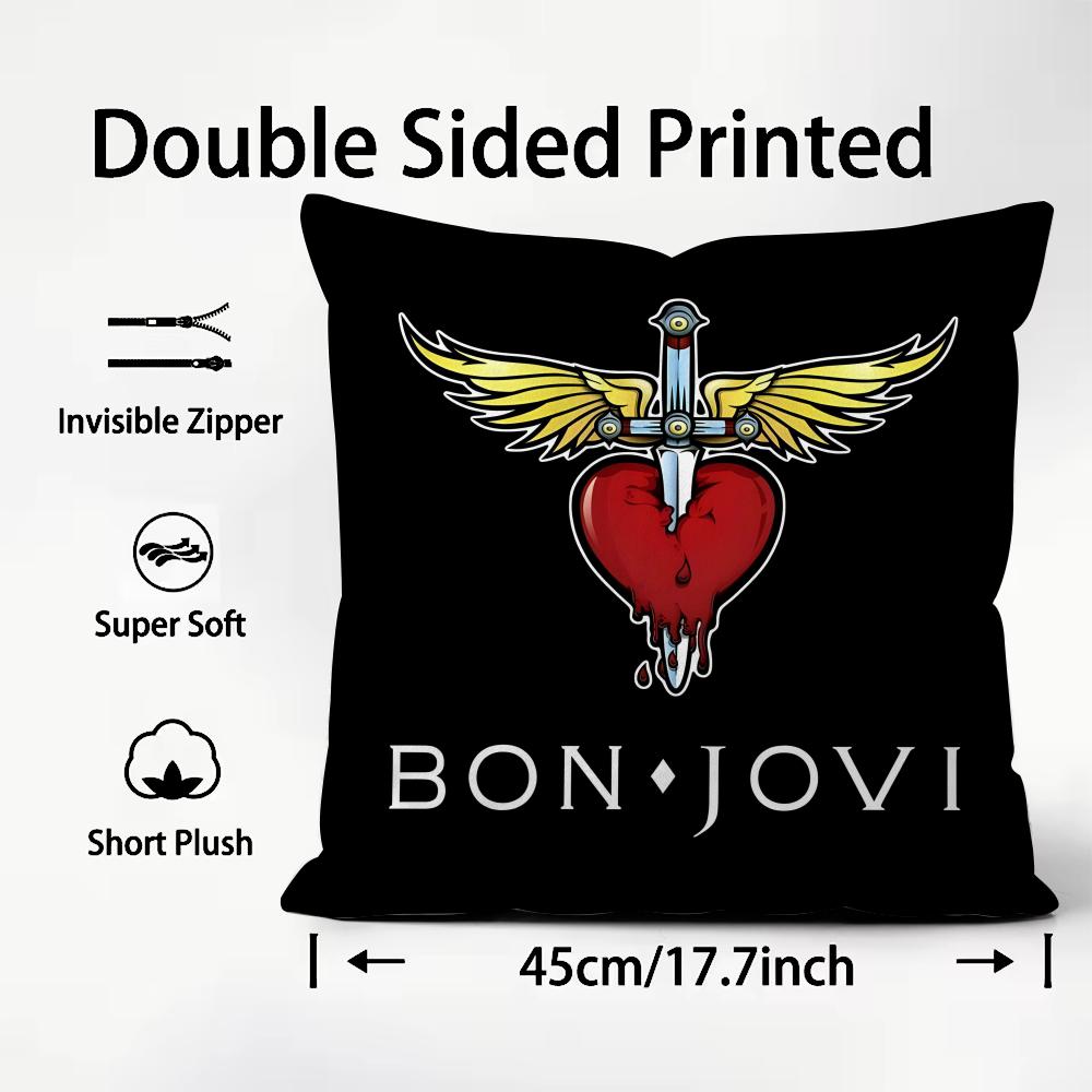 

BBon JoviS Band Cushion Cover Plush Fabric Soft DoubleSided Printed Sofa Warm Winter Home Child Gift Pillow Case 30x30cm
