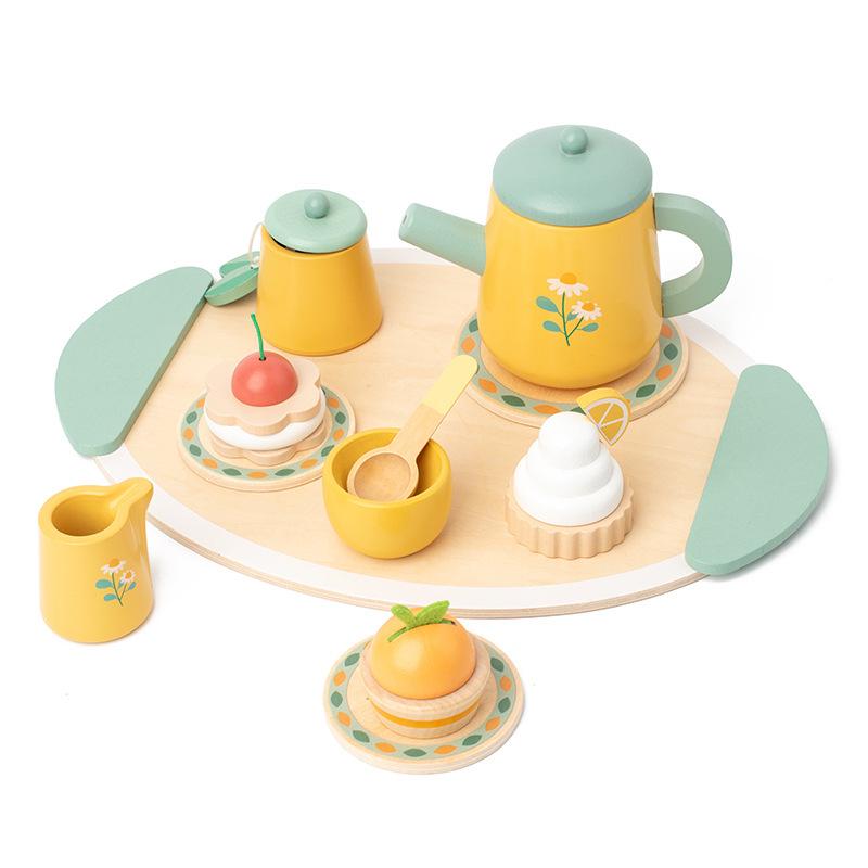 Child's Wooden Afternoon Tea Set: Pretend Play Toy for Social Skills
