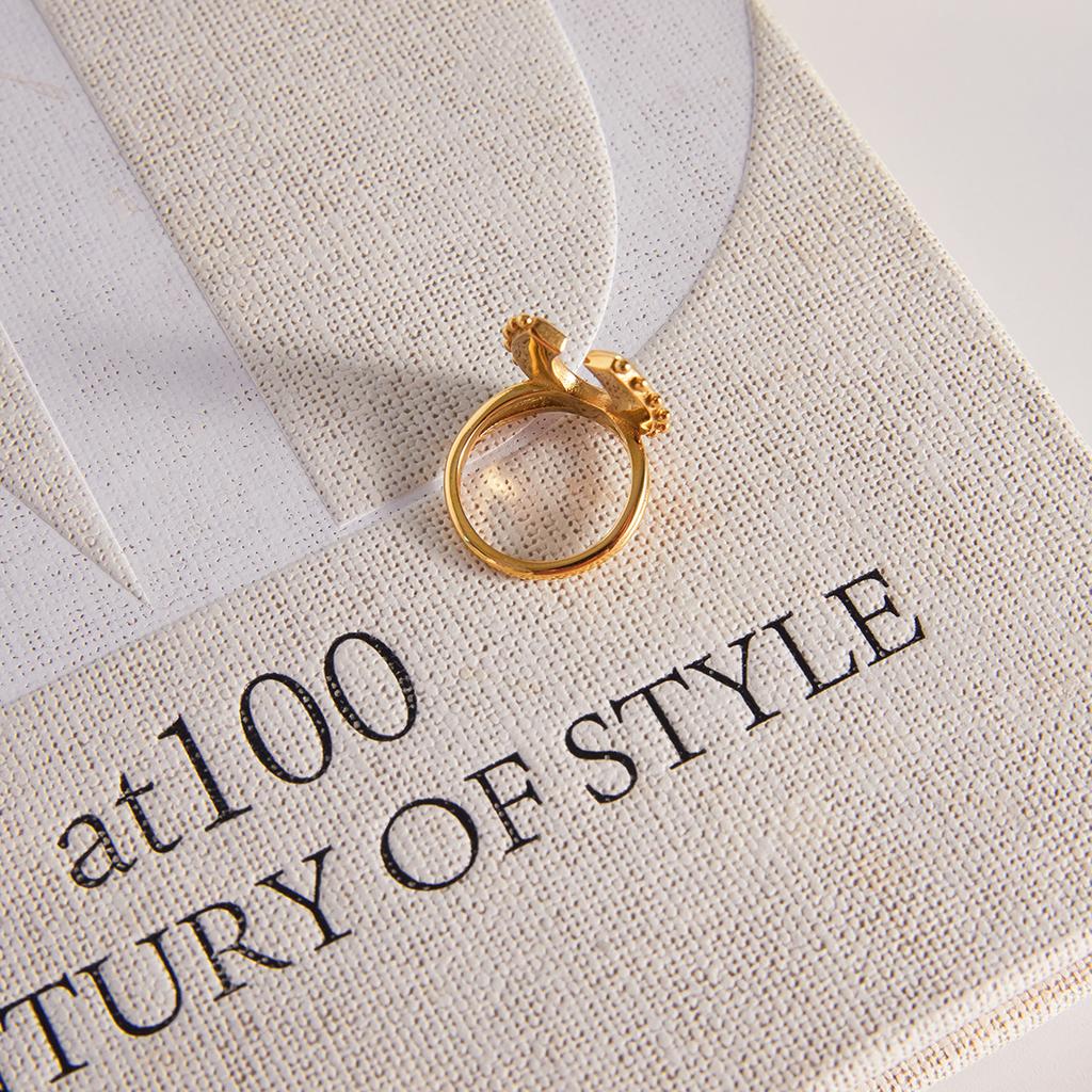 Mother-of-pearl Lucky Horseshoe U-shaped Ring 18k Gold Color Pvd Plated Stainless Steel Fashion Finger Jewelry Accessories