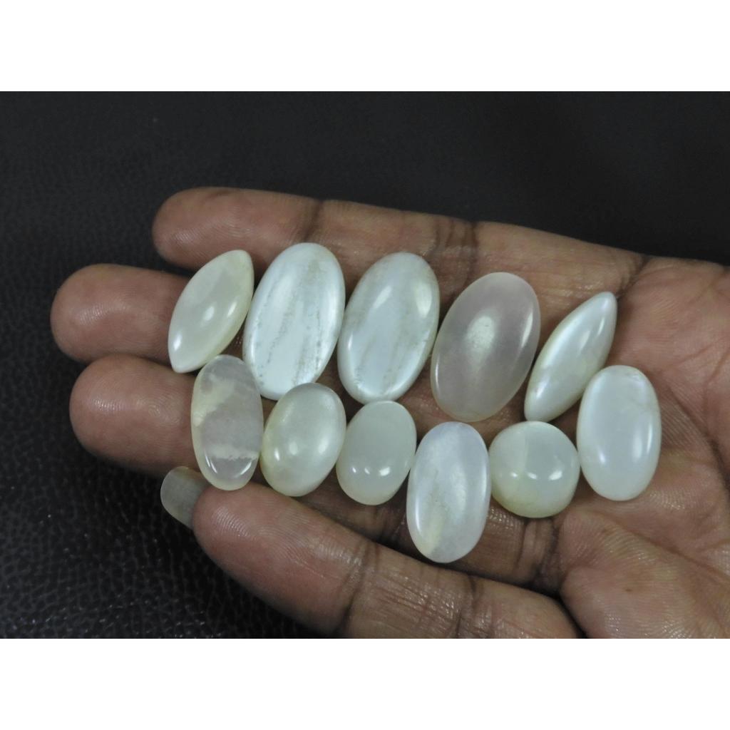 11Pcs Natural Moonstone Oval Cabochon Loose Gemstone Lot 110Cts. 17-21 MM A-815