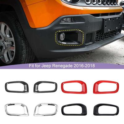 Bil Främre Dimljus Dekorativ Ringkåpa Dimljusskydd Dekorationsstickers För Jeep Renegade 2016-2018 ABS Exteriörtillbehör
