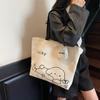 Commuting Large-capacity Japanese Cartoon Shoulder Bag 2025 Autumn New Fashionable Simple Small Fresh Canvas Tote Bag