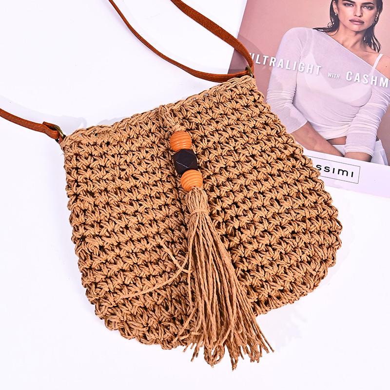 

Новые летние плетеные сумки, женская изысканная плетеная сумка через плечо с бахромой, простая пляжная сумка One Size