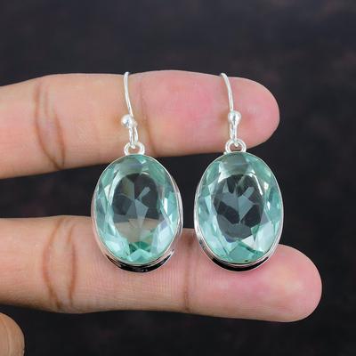 Brinco de apatita facetada Brinco de prata esterlina 925 Joia artesanal Brinco pendurado exclusivo Apatita Joia com pedras preciosas genuínas Presentes de noivado