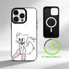 C-Cute cat man Phone Case For iPhone 17 16 15 14 13 12 Pro Max Plus for Mirror Wireless Magnetic Cover