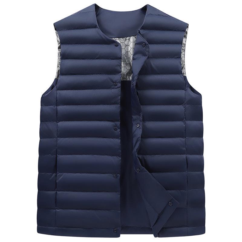 2025 Winter Men's Convertible Round/V-Neck White Duck Down Short Vest