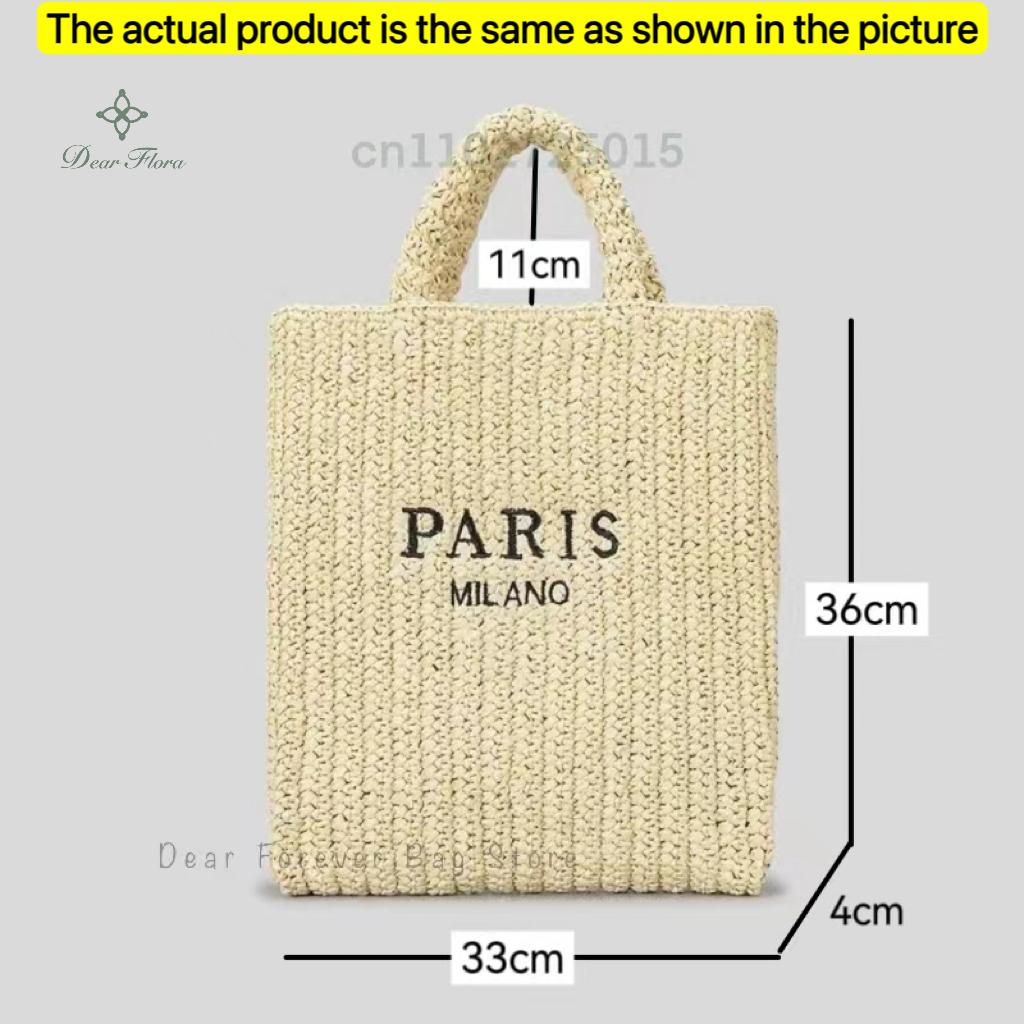 Women'S Fashion Large Capacity Handmade Straw Knitting Tote Bag Summer Travel Beach Shoulder Bags Casual Simple Portable Handbag