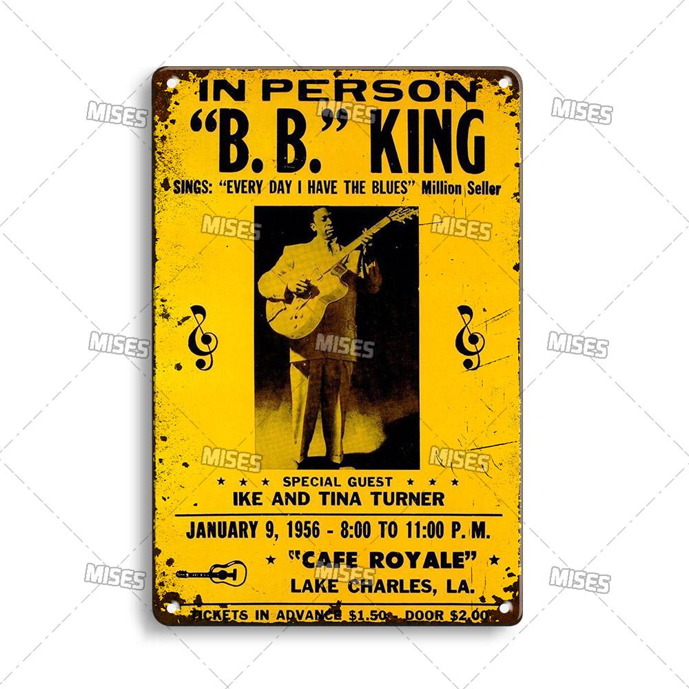 DORA Tin Sign MISES KING OF THE BLUES BB King Metal Poster Classic Metal Sign Wall Plate Home Garden Cafe Industrial Decor Old Metal Plaque