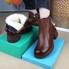 Leather Boots, Thick-heeled Waterproof Cotton Shoes, Women's Shoes