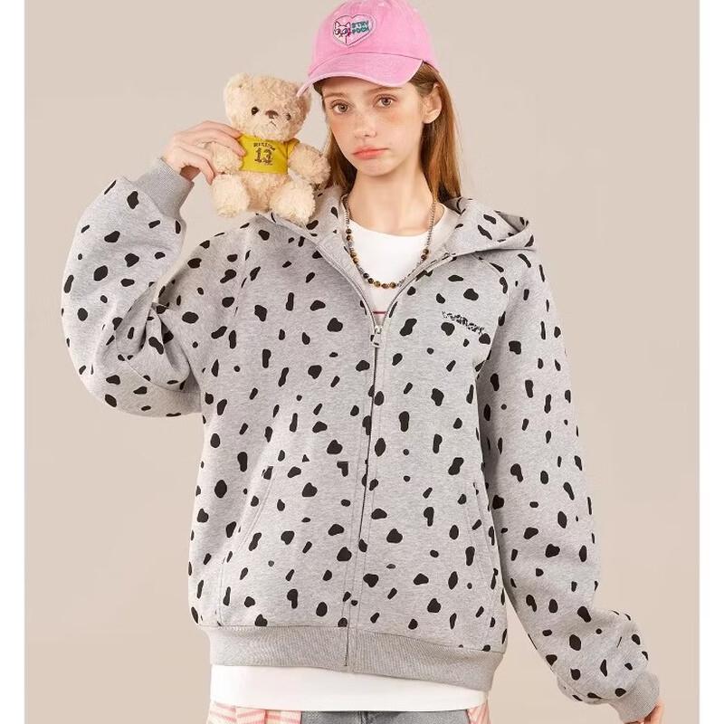 ICH MODE Spotted Full-Print Ear Hoodie Cardigan