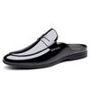 Fashion Men's Business Casual Shiny Leather Shoes Pointed Toe Formal Shoes Male 2025 Summer Autumn New Half Slippers Shoes for Man
