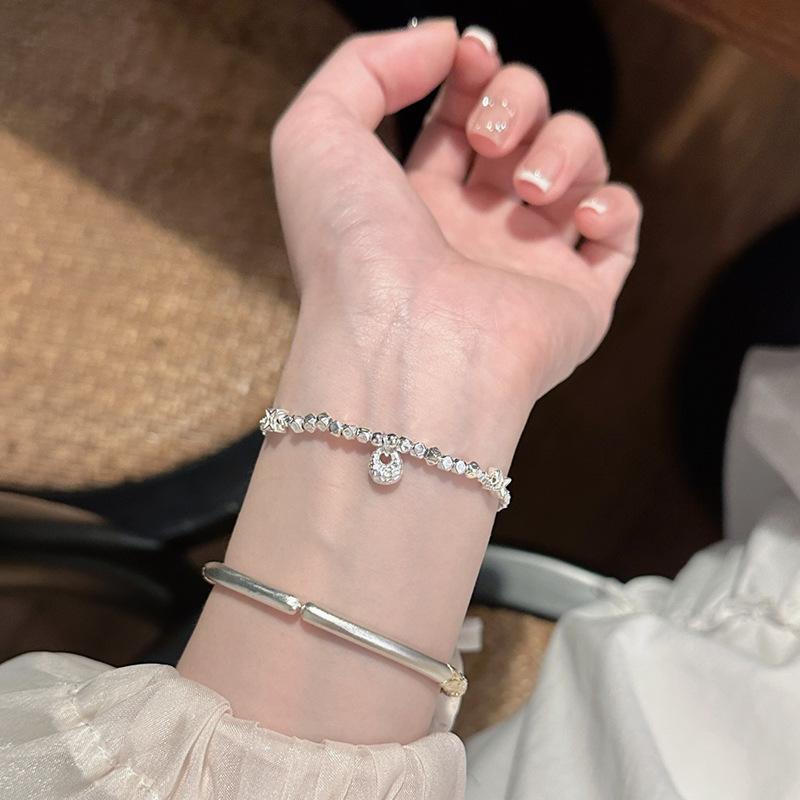 Creative Hammer Style Full Star Silver 925 Bracelet for Women's New In Shattered Small Star Bangles Party Jewelry