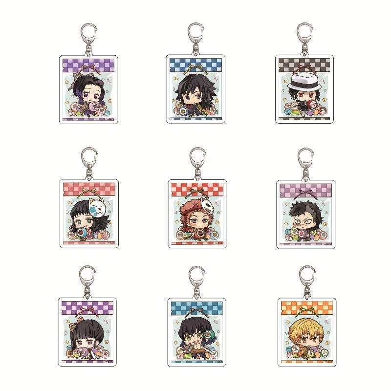Anime Demon Slayer Keychain Acrylic Pendant Tanjiro Kamado Nezuko Zenitsu Agatsuma Creative Pendant Accessory Gift for Fans