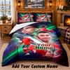 Cristiano Ronaldo Pattern Bedding 3Pcs Set Custom Name, Bed Sheet And Pillowcases For Home Bedroom