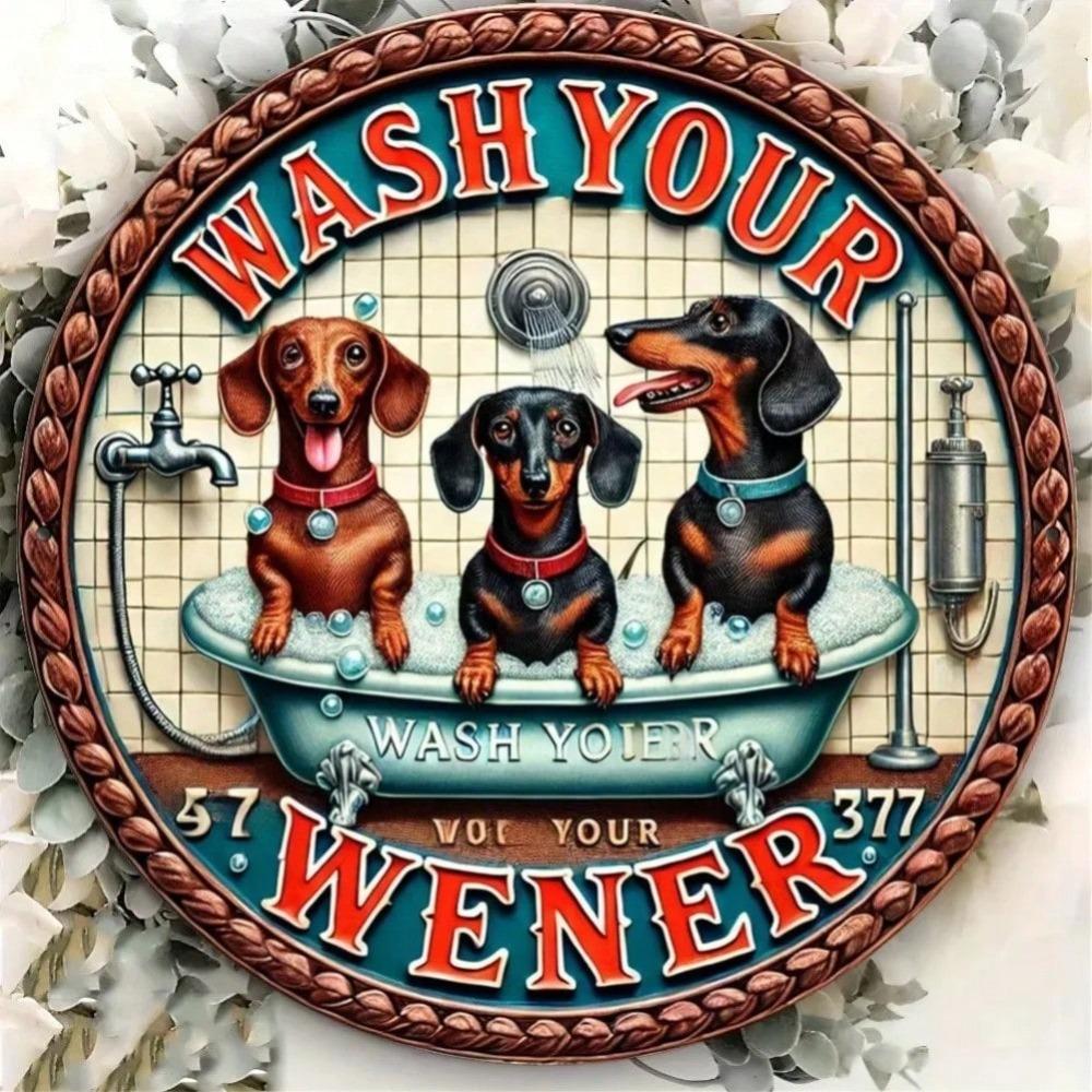 Vintage Dog Bath Metal Tin Sign Pet Lover Gift Home Decor Bathroom Art