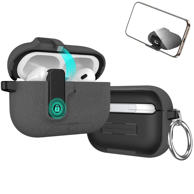 Shockproof Protective Case Phone Stand Case Magnetic Auto Lock TPU Shockproof Protective Sleeve for Wireless Earbuds