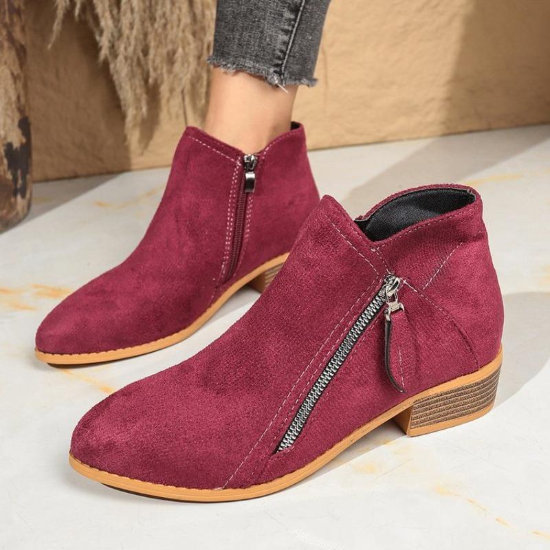 Fleece Boots for Autumn and Winter, New Thick-heeled, Plus-size Women's Shoes, Short Boots