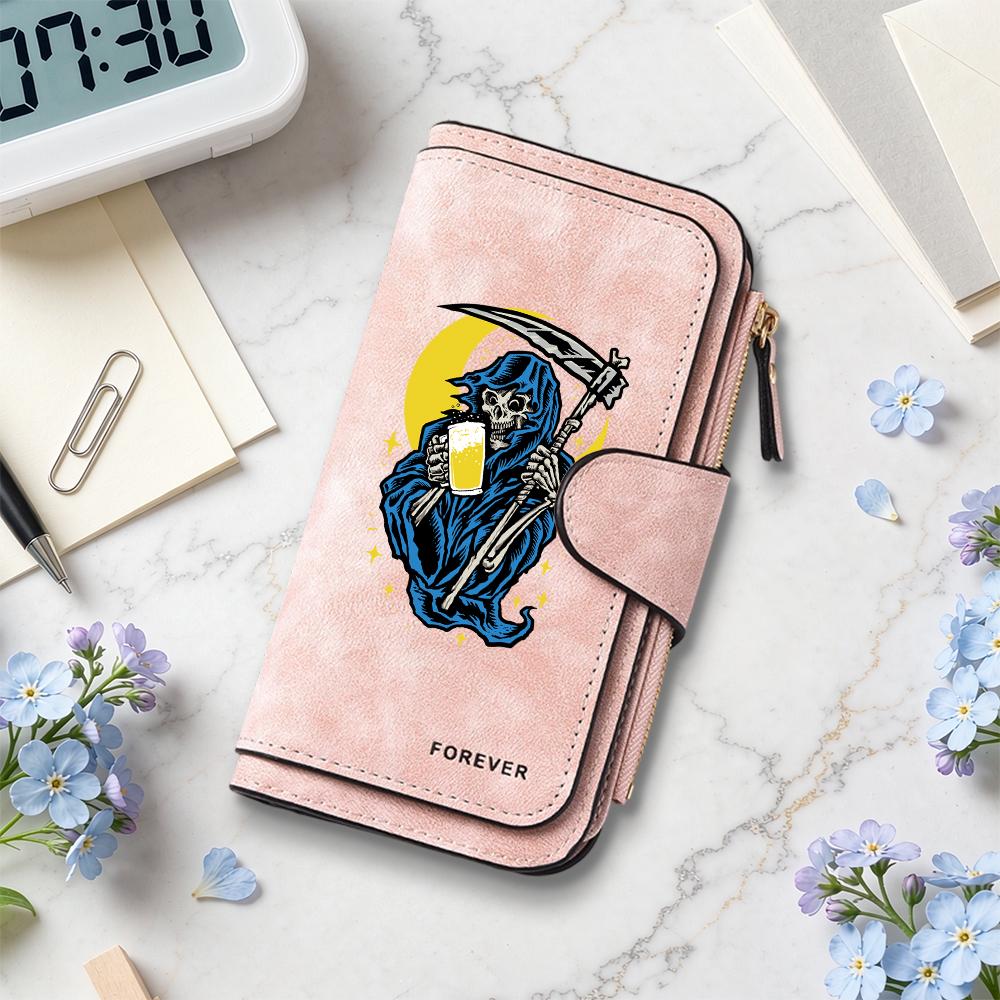 Grim Reaper Pattern Long Wallet Fashion Casual Card Holder Portable Daily Purse 