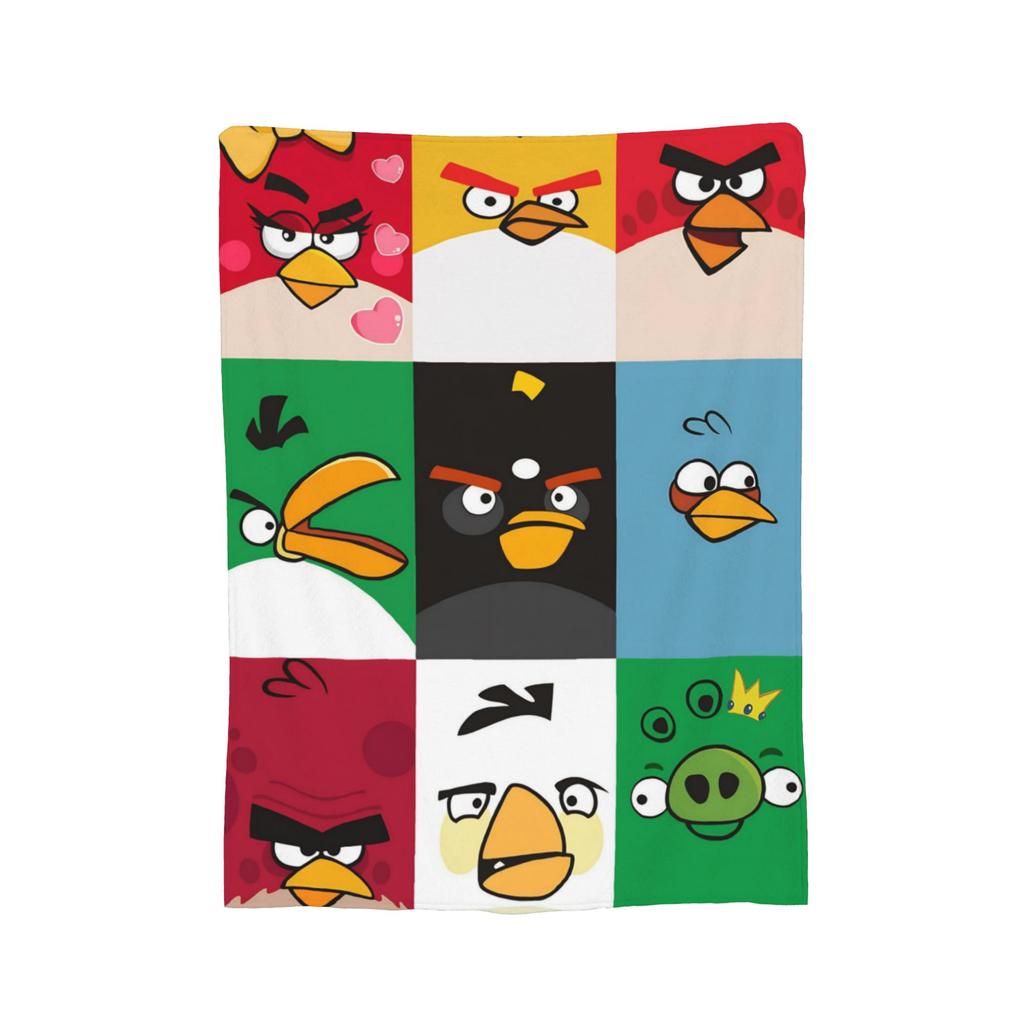 A-Angry Anime B-Birds Games Red Fleece Throw Blankets Blanket for Bedding Car Super Warm Bedspread,