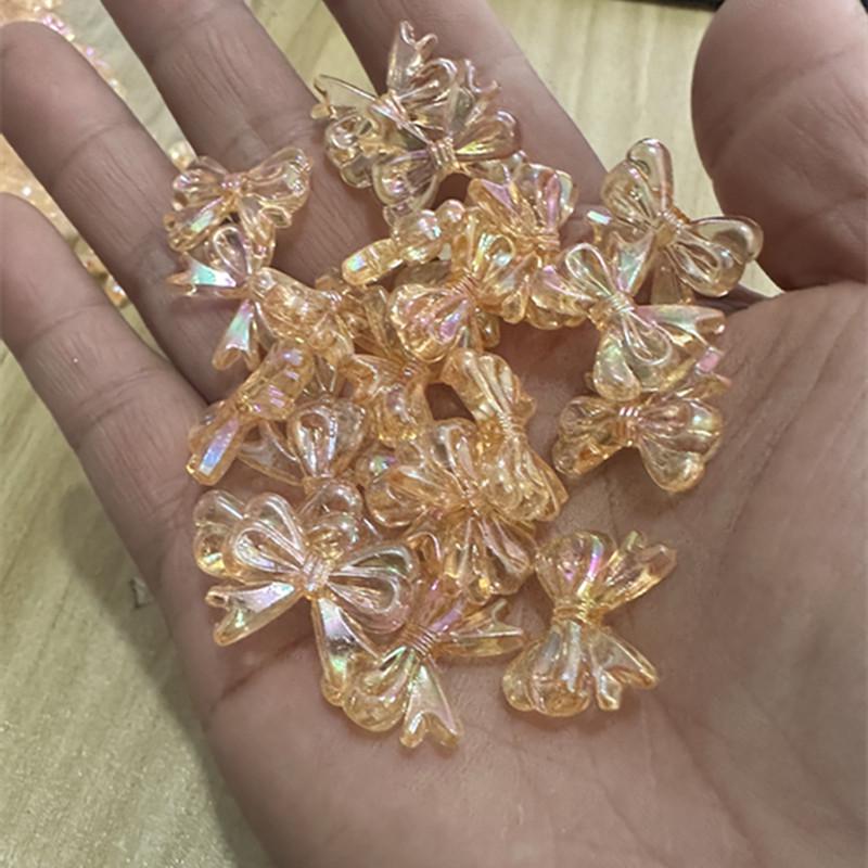 Transparent Acrylic Colored Ribbon Bow Beads for DIY Jewelry Making