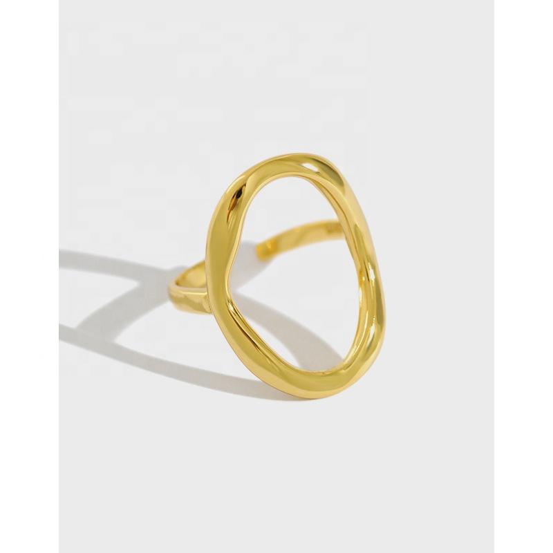 

Hot sales 925 sterling silver open adjustable platinum plated geometric hollow out ring for