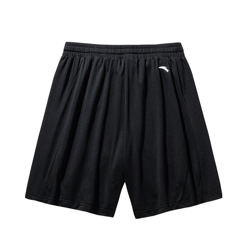 Anta Basketball Series Solid Color Mid-Waist Drawstring Comfortable Breathable Casual Shorts Men Shorts Black 952511309-3
